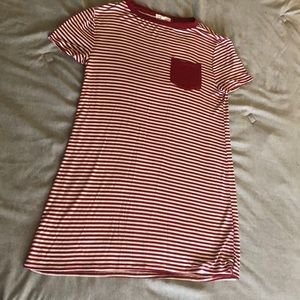 Burgundy striped T-shirt Dress